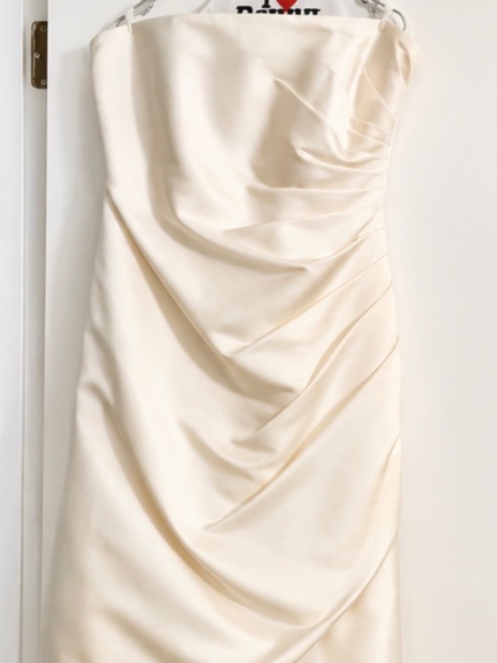 David's Bridal Strapless Ivory Satin Wedding Dress